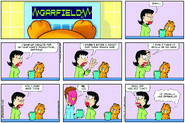 Title Panel: Garfield seeing his name on the scale.