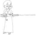 Sketch of Miss Kitty with M2HB machinegun.