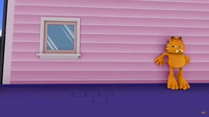 Garfield sneaks toward Nathan's window, determined to clear his and Odie's names.