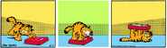 End a "Diet Week" with Garfield weighing himself upside-down.