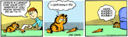 Garfield's first time being fed carrot(s) on a diet.