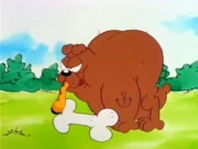 Fetch: After Odie brought Garfield a large bone, a large dog eats Garfield in retaliation.