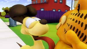 In a world where everyone is mind-controlled to hate him, Garfield is tickled by his best friend Odie.