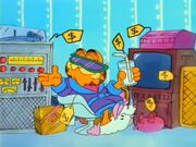 Learn Something New: With Jon gone, Garfield learned how to use Jon's credit card.