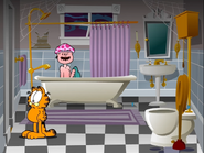 Lyman taking a bath.
