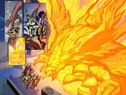 Brooklyn activates the Phoenix Gate. Art by Greg Grueler, colors by Robby Bevard.