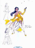 Elisa in her Belle outfit. Production sketch by Frank Paur.