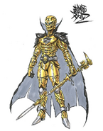 Concept art of Garo who was originally named Skull Z in the project. And was to be a modernized version of the manga character under the name Golden Bat.