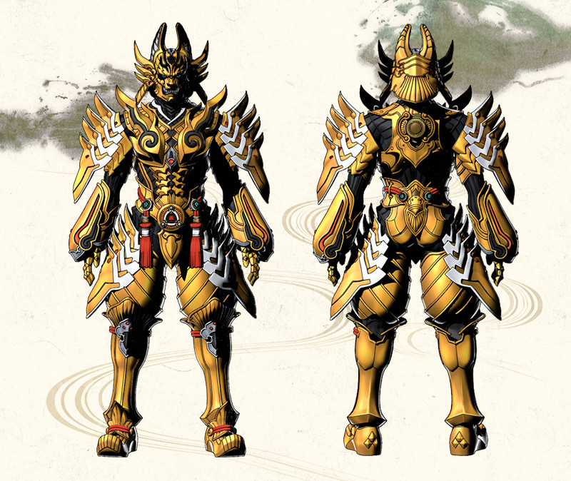 anime strong knight in golden armor