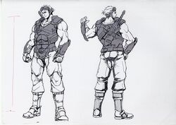 An early design of Sword sporting a more military outfit.