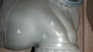 A - size, B - form number, C - rubber factory number, D - year and quarter of rubber production