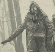 T.32 being used with a chemical suit to protect the user from blister agents