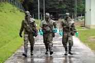 Hungarian chemical troops on training in Zemianske Kostoľany, Slovakia.