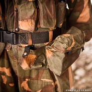 Closer look at the gas mask storing pocket.