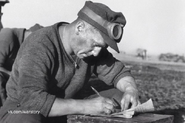 German soldier with goggles made out of a ShM-1 on his cap.