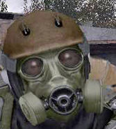 S-10 gas mask, used on Exoskeleton and it's inside counterpart, radiation suit. Monolith faction Exoskeleton on picture