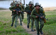 Cuban infantry with GP-5 bags on their side, 2016.