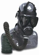 More common MF-12 with hose and modern industrial coffee can style filter. The filter is rated protection against ammonia and other organic derivatives from ammonia.