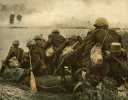 Slovak soldiers crossing a river in the Soviet Union, the carriers of the Vz.35 are clearly visible.