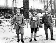 From left to right: 17M, M.14/14M and "M.15/15M typ I." gas masks.