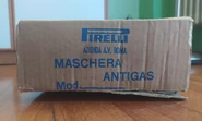 Card board box in which post-War T.35 masks were sold. Notice the faded "T.35" text near "Mod."