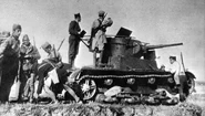 Nationalist troops with T.35 masks on their sides