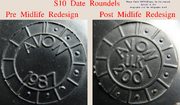 The Differences between pre and post midlife redesign roundels.