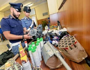Seized M61 v3 masks from a group of NO-TAV protesters, alongside firecrackers, riot shields, maces and other masks (Italy, 2015)