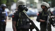 A Nigerian police personnel wearing the MF-11 while on duty
