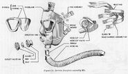 Diagram of the M3-10A1-6 Lightweight Service Mask's construction, M10A1 Filter and M6 Carrier not shown.