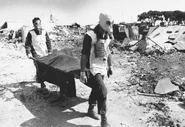 Lebanese soldiers removing bodies from the Sabra and Shatila massacre, Lebanon 1982. On left MP-4, on right SzM-41M