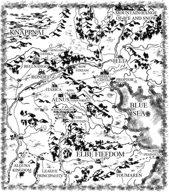 Map showing Coda [Koda on map] Village West of Alnus.