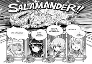 Itami's girls and Yao make curry but need another spice, coriander. They use their magic to create it, but create a giant salamander Chapter 4 page 7 Gate 4 Koma