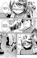 Beefeater confesses her love to the Colonel Kengun in the Manga chapter 111, page 33.