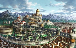 The Main Imperial Palace seen in the center of the Sadera on the highest hill.