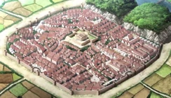 The city of Italica as depicted in the anime adaptation.