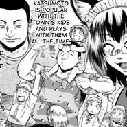 Part of Itami's musing on members of Third Recon. Team showing Wataru Katsumoto playing with Alnus kids manga Chapter 38.