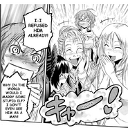 Arpeggio (Alfe's) reaction to Flat's proposal reprted by Memoza and the girls reaction Manga chapter 68 page 12