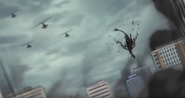 JSDF helicopters shooting down dragon riders