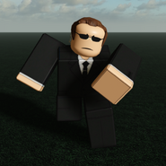 A Runner dressed as Agent Smith during the The Matrix.