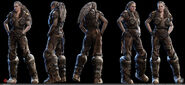 Distintas vistas del modelo de Bernie para Gears of War 3