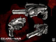 Pre-modelo del Martillo del Alba en Gears of War.