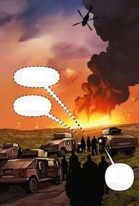 A group of Packhorses and personnel during the aftermath of the Hammer of Dawn testing.