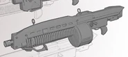 Diseño conceptual de una de las armas de Unreal Warfare que sirvió de inspiración para crear la apariencia de la Ametralladora por Correa URI