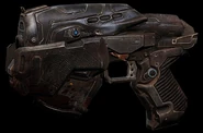 Pistola de Cañón Corto en Gears of War 3.