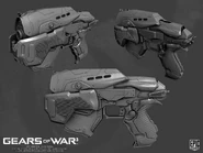 Pre-modelo de una Pistola de Cañón Corto para Gears of War 3.