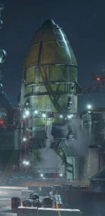 Misil nuclear en Punto Aspho. Nótese las fugas de refrigerante.