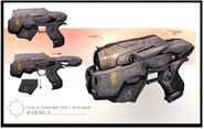 Arte Conceptual de una Pistola de Cañón Corto para Gears of War.