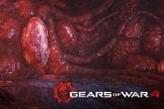 A new Swarm pod containing Marcus Fenix is embedded within dozens of Swarm pods and tendrils in the Osmium Mine of Fort Reval.