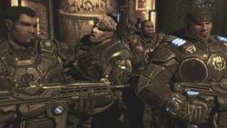 Baird with the rest of Delta inside a Locust control room.